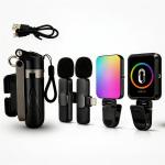 Pack Creator Plus – W80 RGB Magnetic Selfie Light + K9 Microphone Sans Fil + P15 Mini Selfie Stick Tripod Stand avec Télécommande