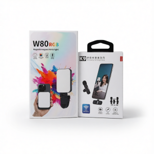 Pack Creator W80 – RGB Magnetic Selfie Light + K9 Microphone Sans Fil