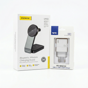 Pack Travel CP123 + Chargeur EU63 – Station de Charge Sans Fil 3‑en‑1 + Chargeur Mural USB